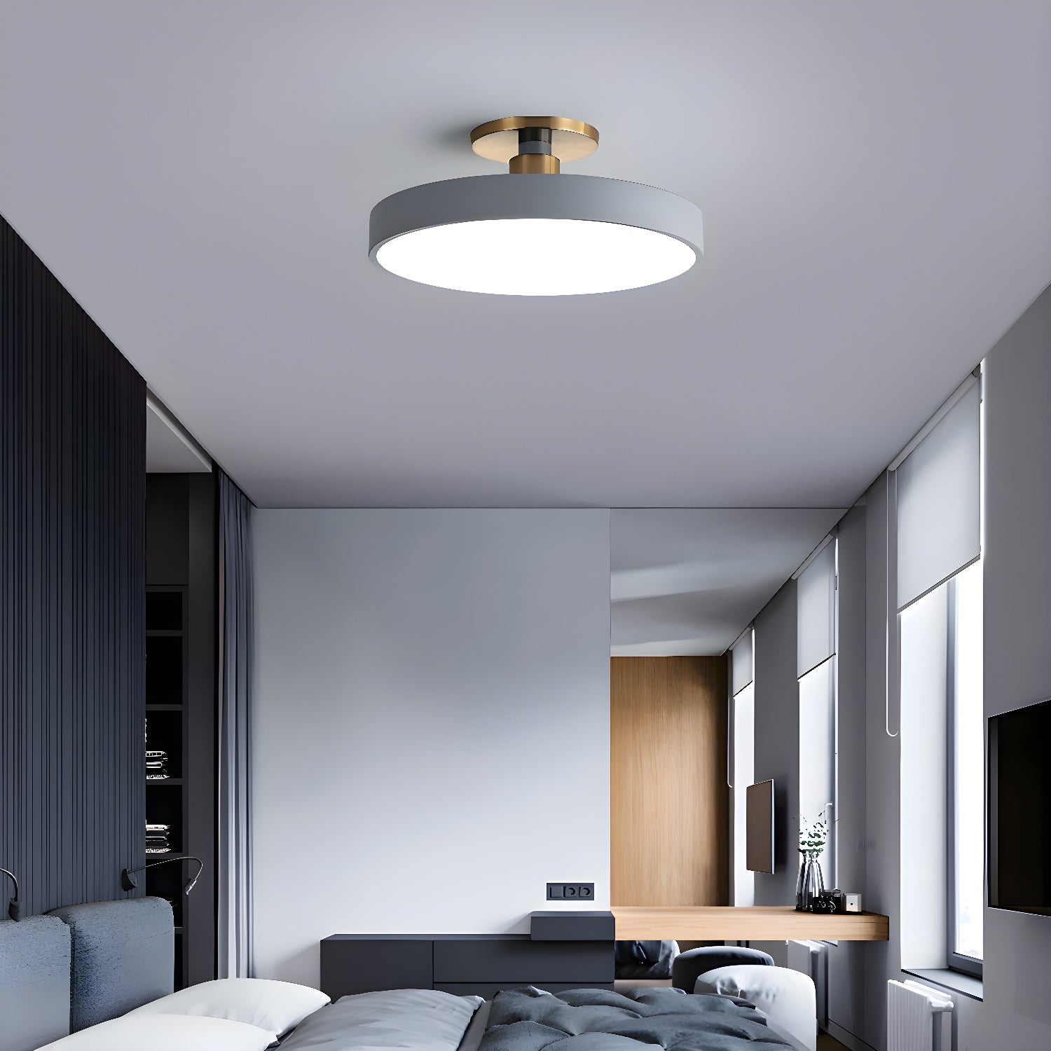Metal Flush Mount Ceiling Light 11.8 in Warm Ambient Indoor Dining Living Room Office LED | Thomler