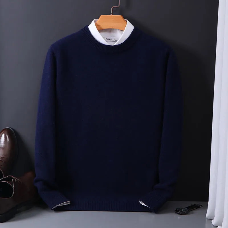 Men's Classic Cashmere Crewneck Sweater – Lightweight Pullover for Work or Weekend | Soft Touch Knit Top | Thomler