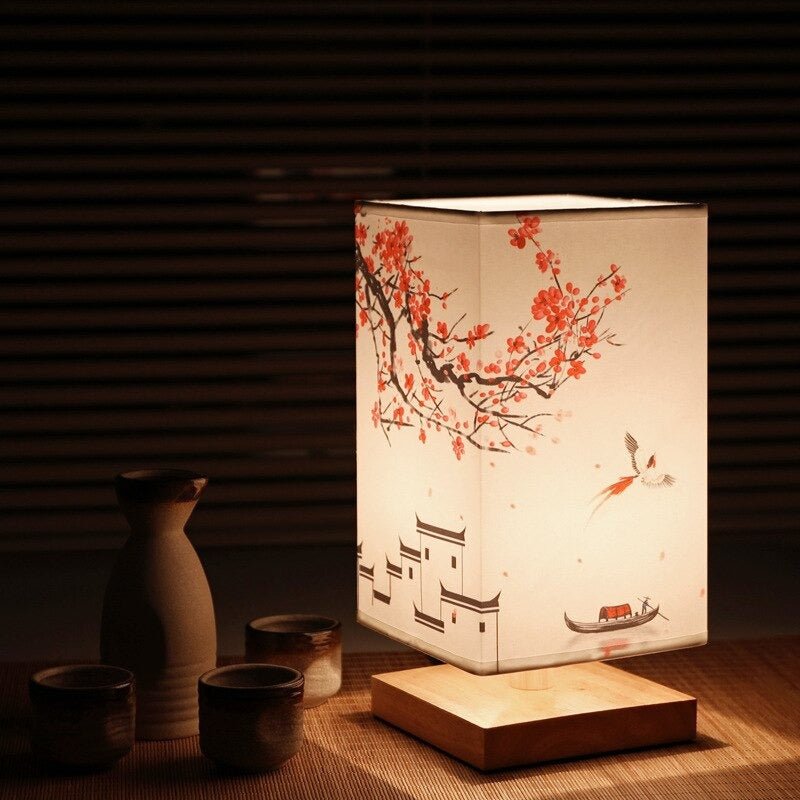 Table Lamp Bamboo Wood 27.0 cm Natural Bedroom Bedside Japandi Scandinavian Mood Lighting Desk Lamp | Thomler