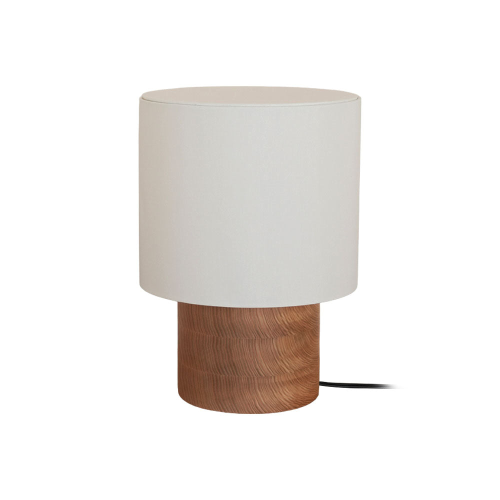 Table Lamp Wood Fabric Shade 11.8 in Bedroom Nightstand Living Room Wabi Sabi Rustic Minimalist Lighting | Thomler