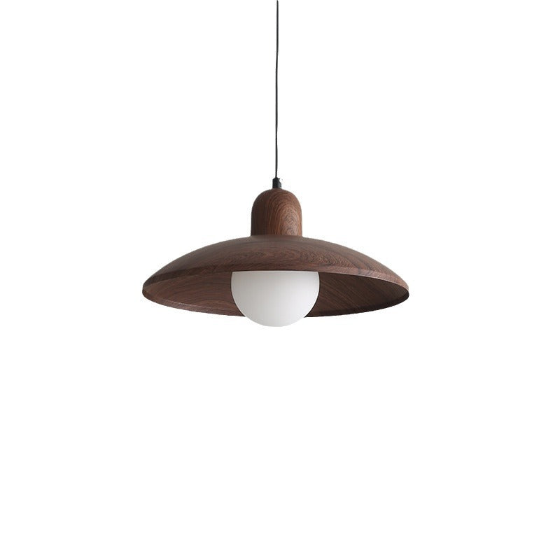 Pendant Light Wood Dome 11.8 in Walnut Dining Room Kitchen Island Hanging Ceiling Lamp Minimalist Japandi Style | Thomler