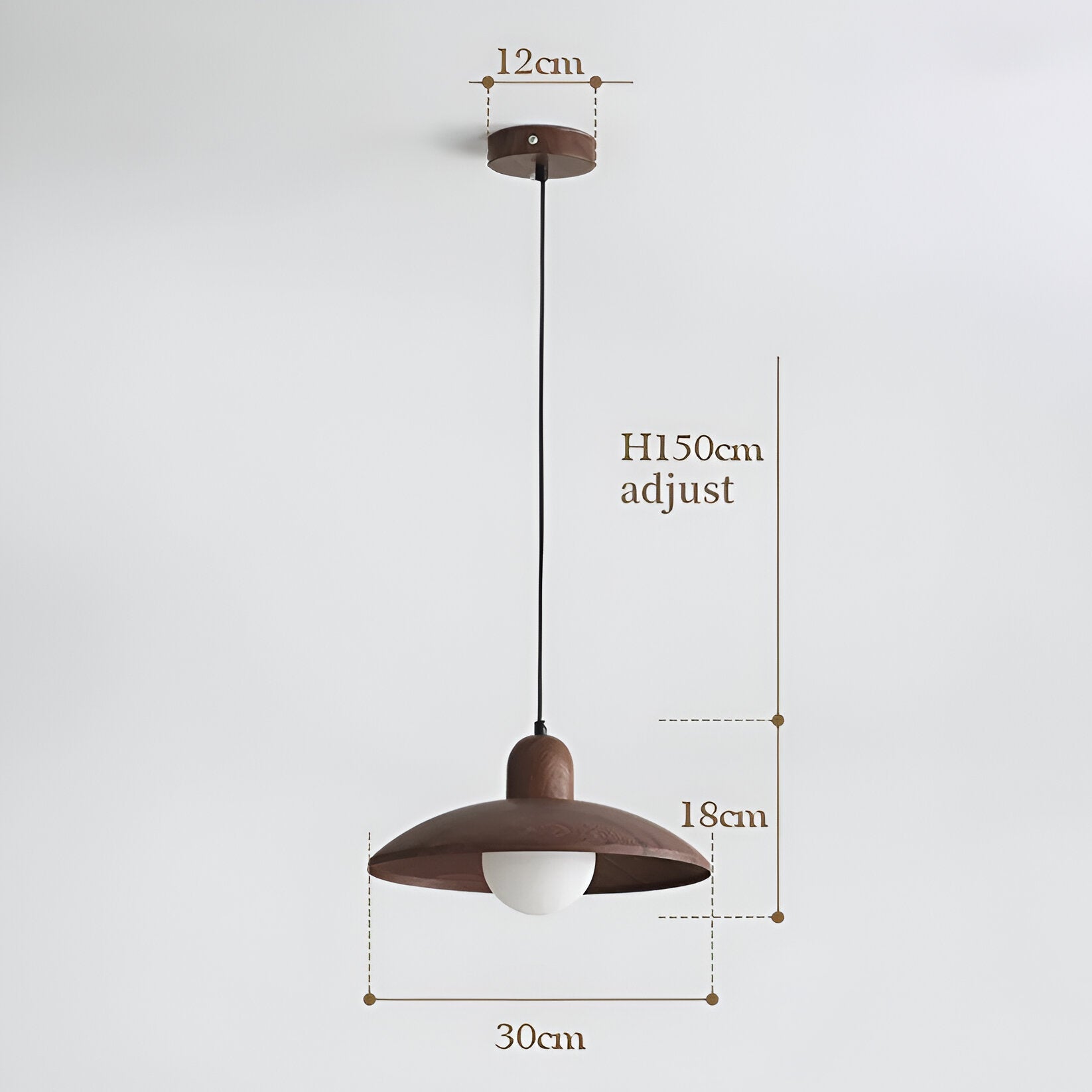 Pendant Light Wood Dome 11.8 in Walnut Dining Room Kitchen Island Hanging Ceiling Lamp Minimalist Japandi Style | Thomler