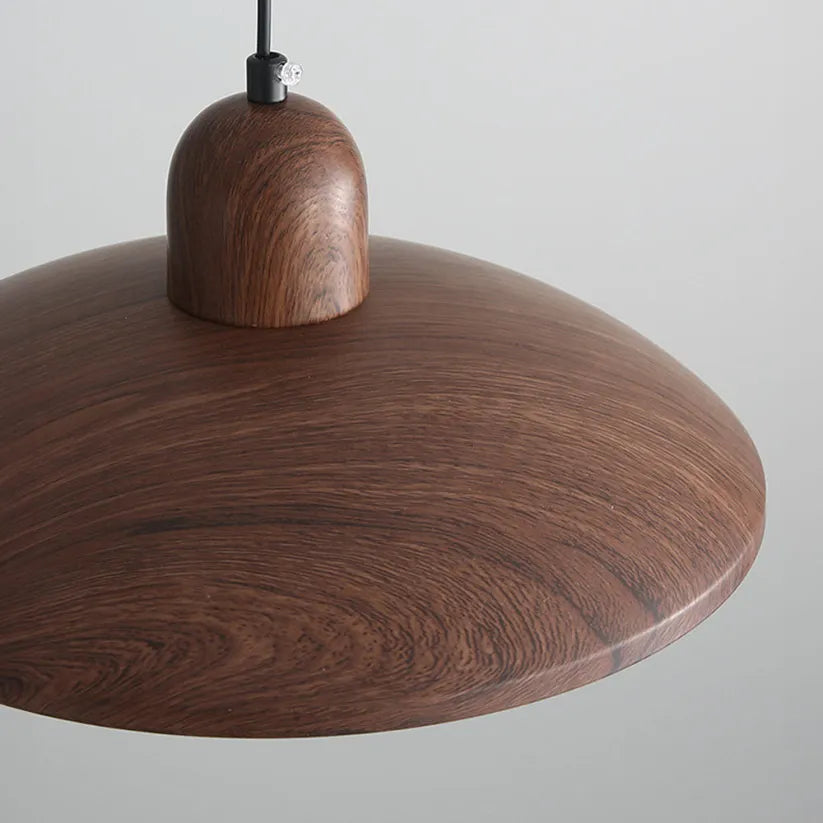 Pendant Light Wood Dome 11.8 in Walnut Dining Room Kitchen Island Hanging Ceiling Lamp Minimalist Japandi Style | Thomler