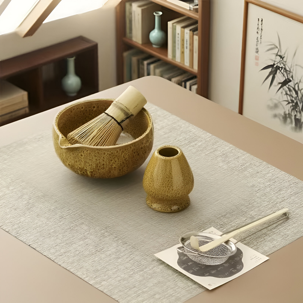 Traditional Japanese Matcha Tea Set with Handmade Ceramic Bowl, Bamboo Whisk & Accessories – 5-Piece Complete Kit for Tea Ceremony | Thomler