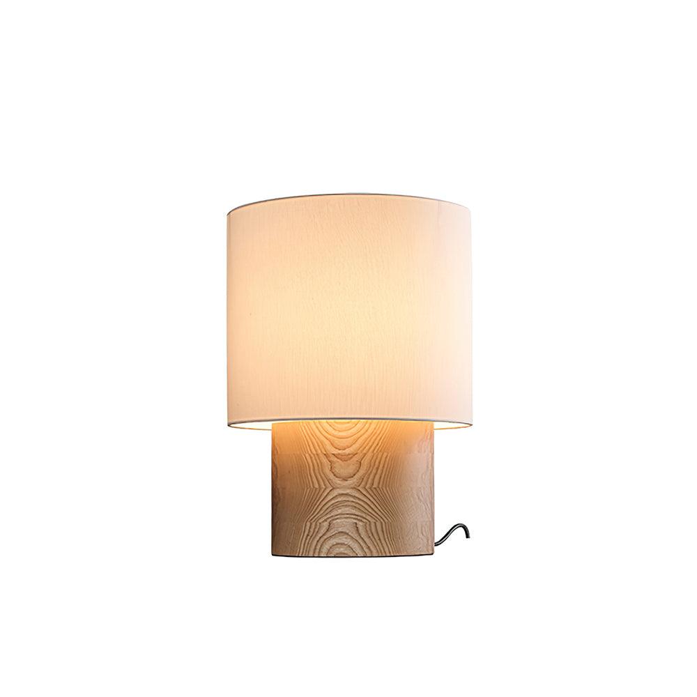 Table Lamp Wood Fabric Shade 11.8 in Bedroom Nightstand Living Room Wabi Sabi Rustic Minimalist Lighting | Thomler