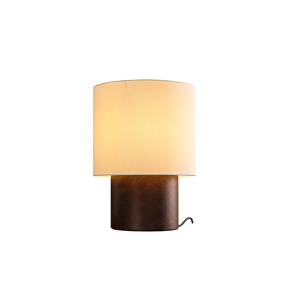 Table Lamp Wood Fabric Shade 11.8 in Bedroom Nightstand Living Room Wabi Sabi Rustic Minimalist Lighting | Thomler