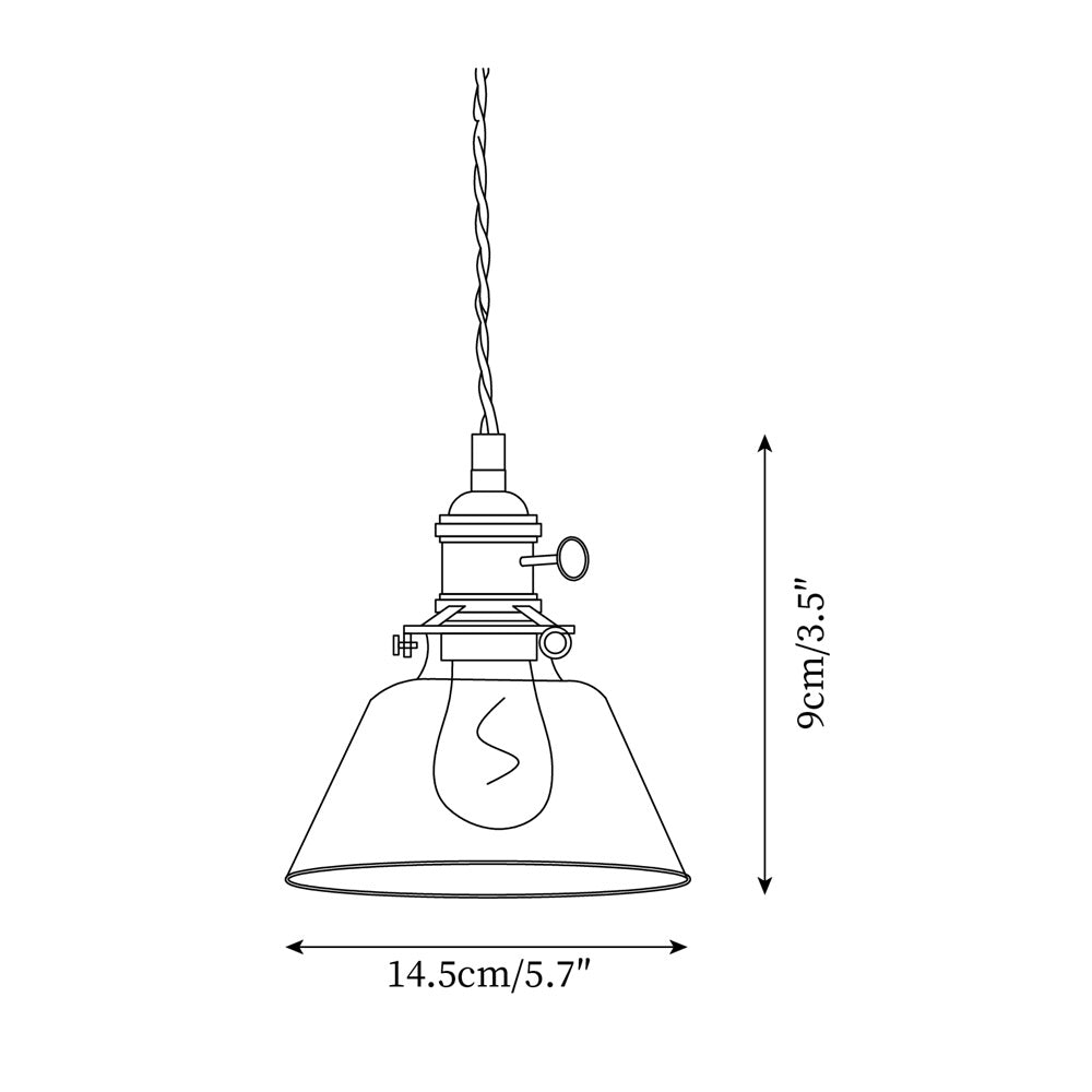 Pendant Light Glass 5.9 in Brass Hardwired Indoor Dining Kitchen Island Ceiling Lamp Clear Globe Vintage Style | Thomler