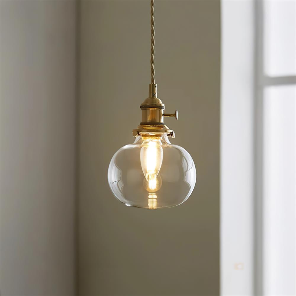 Pendant Light Glass Brass 5.9 In Clear Dining Room Kitchen Island Hanging Ceiling Lamp Adjustable Cord | Thomler
