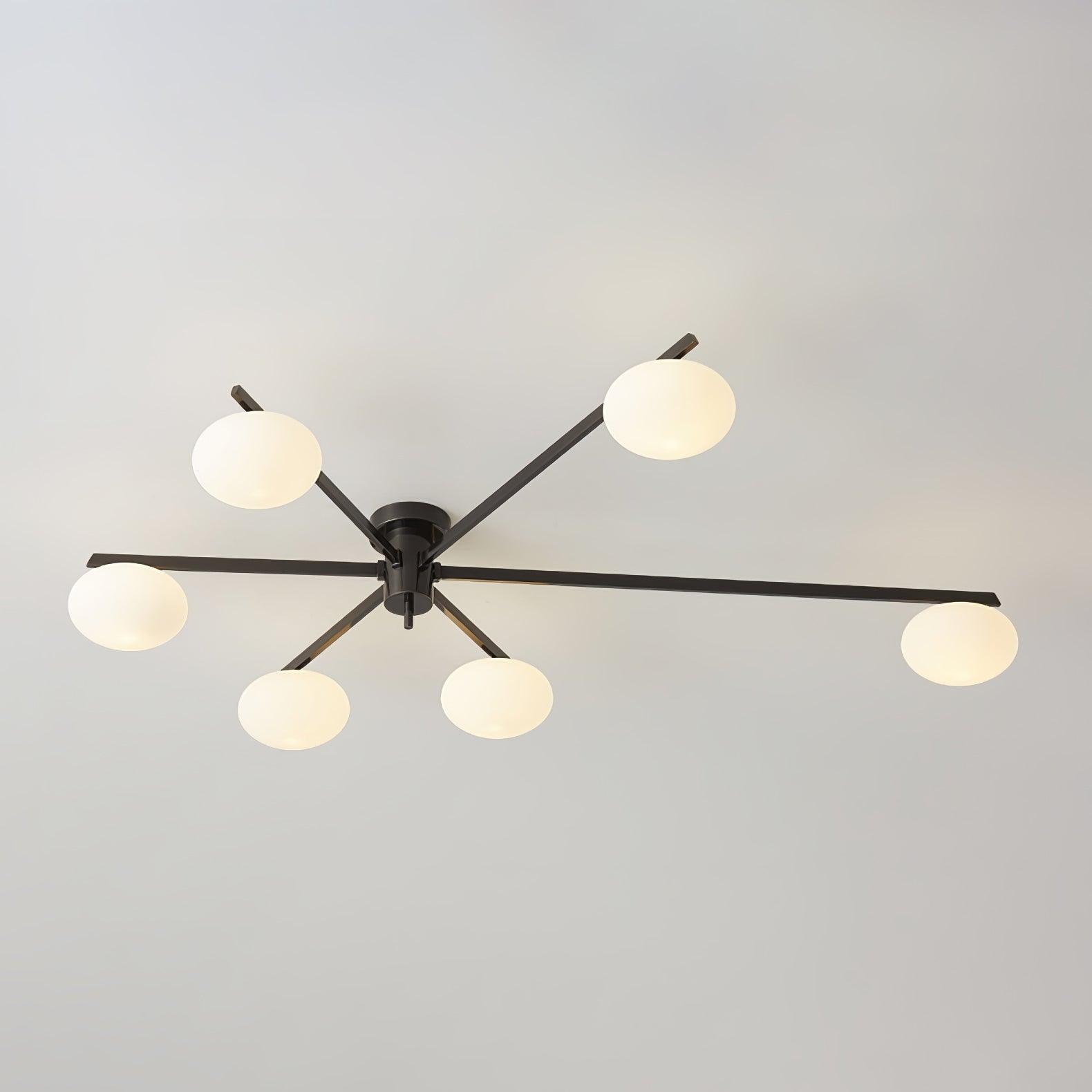 Ceiling Lamp 33.5 in White Glass LED Indoor Modern Minimalist Light Fixture | Black Arms Adjustable Dining Living Room Kitchen Pendant | Thomler