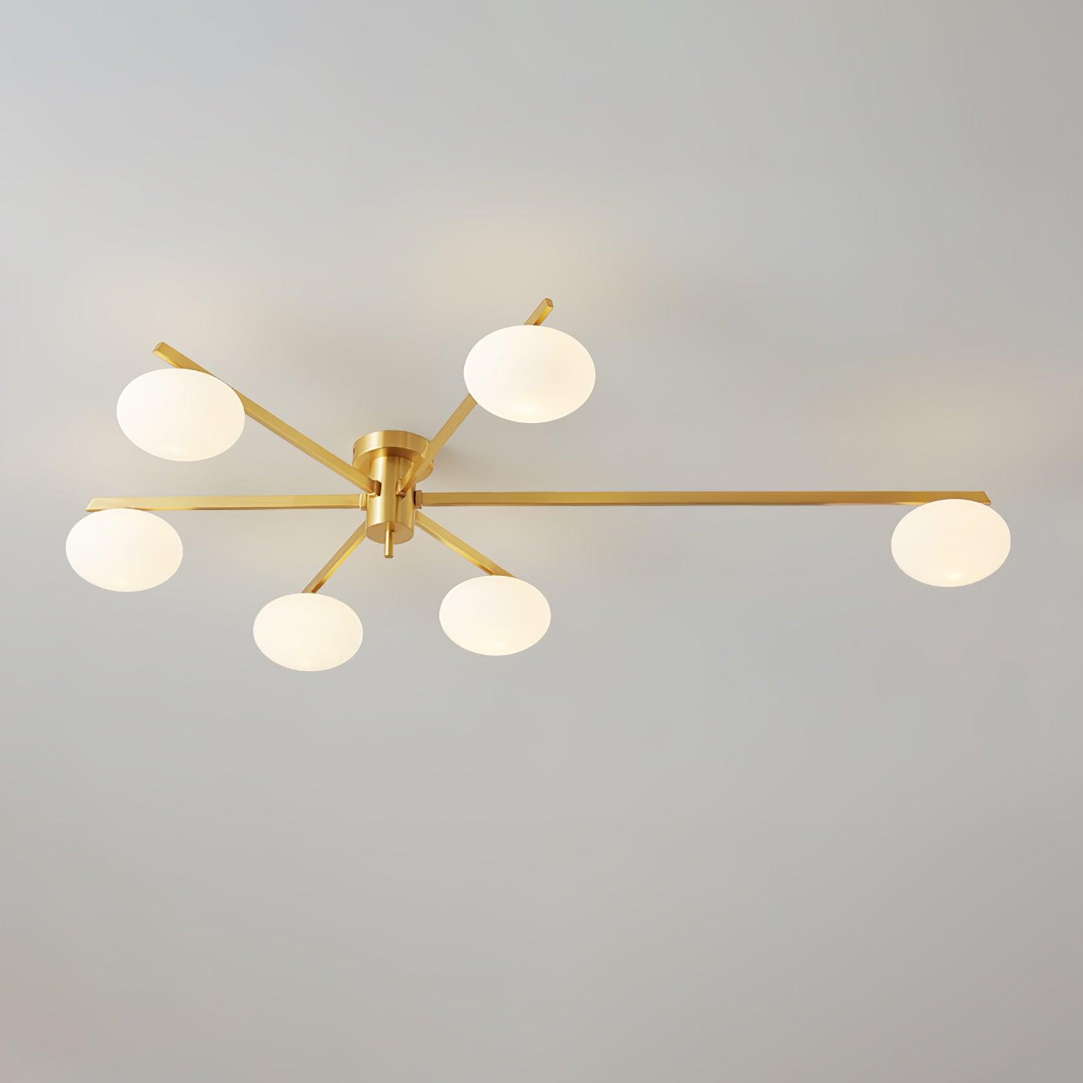 Ceiling Lamp 33.5 in White Glass LED Indoor Modern Minimalist Light Fixture | Black Arms Adjustable Dining Living Room Kitchen Pendant | Thomler