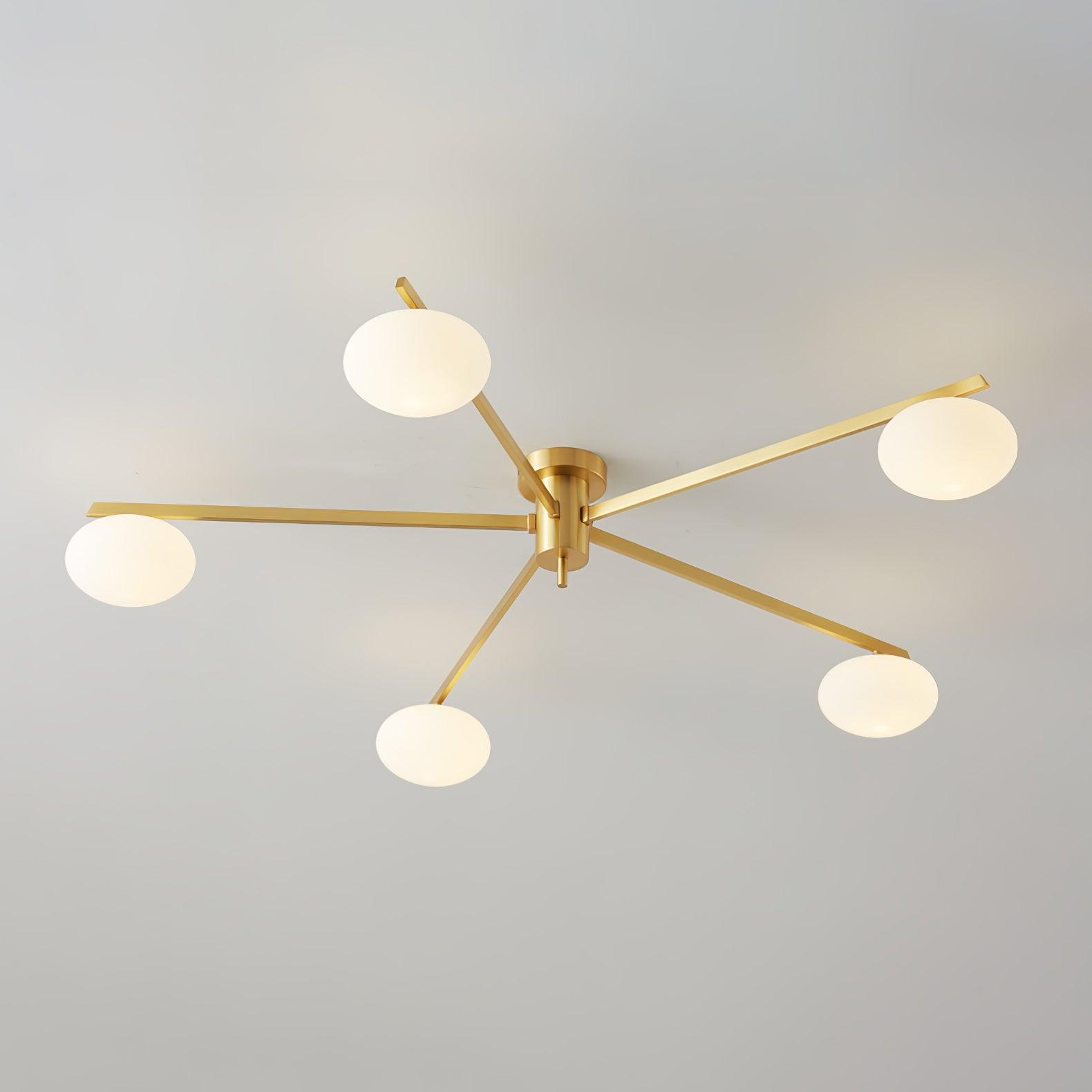 Ceiling Lamp 33.5 in White Glass LED Indoor Modern Minimalist Light Fixture | Black Arms Adjustable Dining Living Room Kitchen Pendant | Thomler