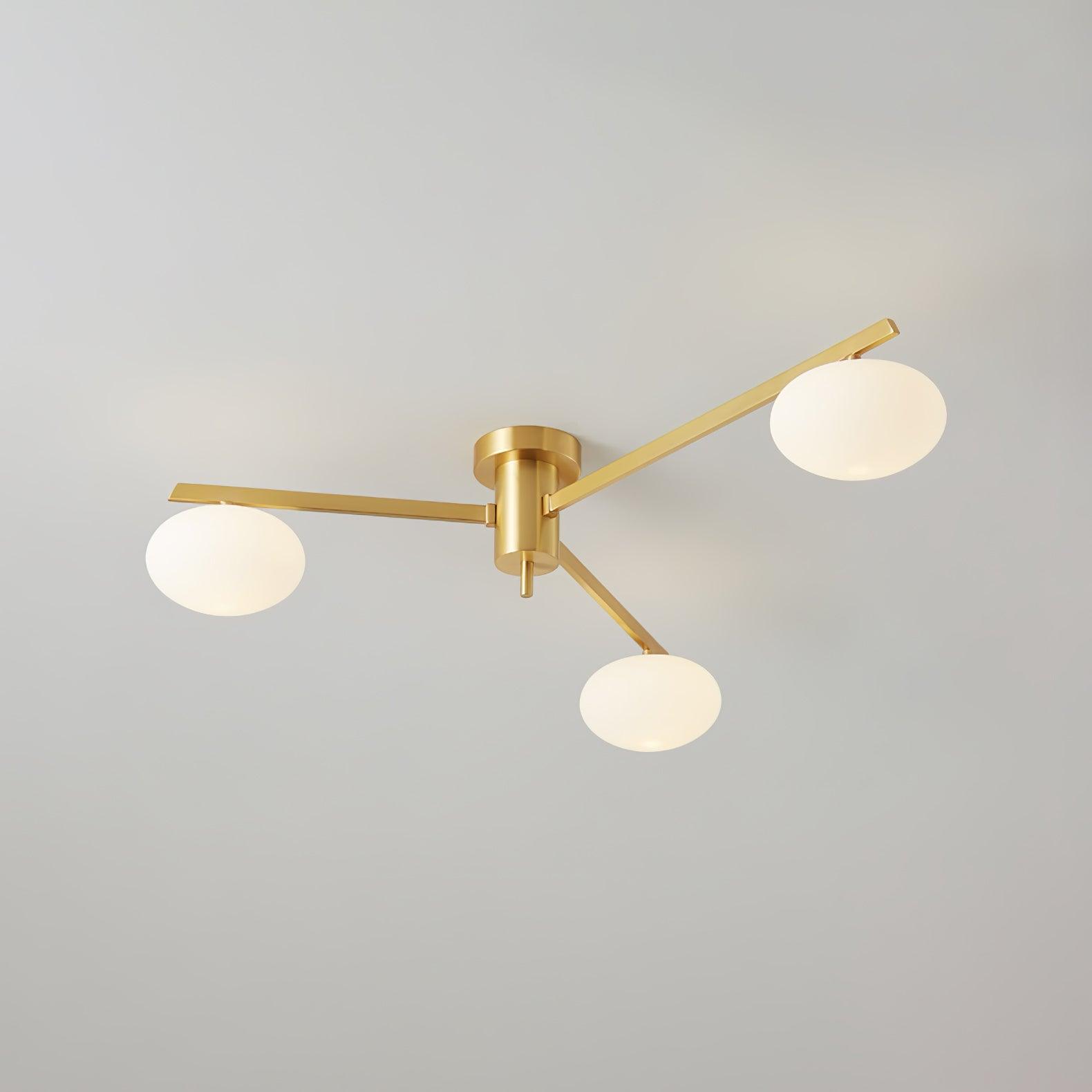 Ceiling Lamp 33.5 in White Glass LED Indoor Modern Minimalist Light Fixture | Black Arms Adjustable Dining Living Room Kitchen Pendant | Thomler