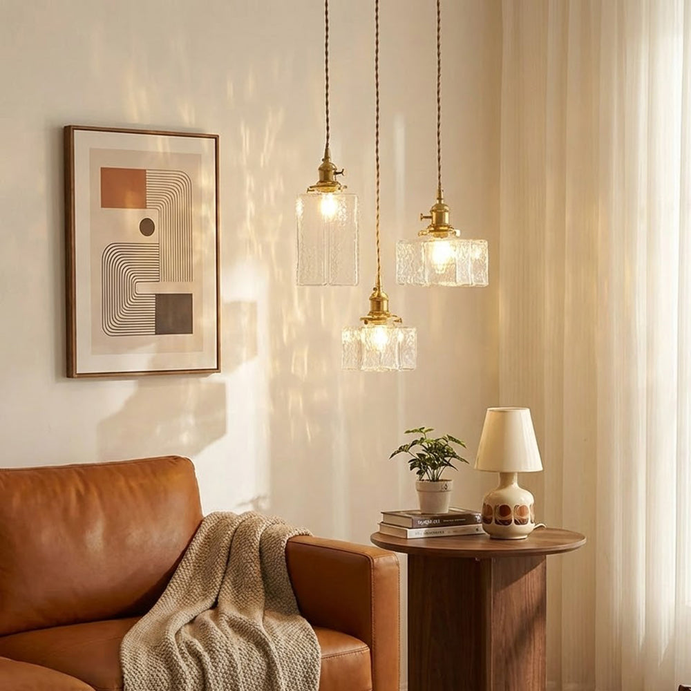 Pendant Light Brass Glass 7.1 in Adjustable Indoor Ceiling Lamp Dining Room Kitchen Island Lighting Fixture Modern Decorative Hanging Light | Thomler