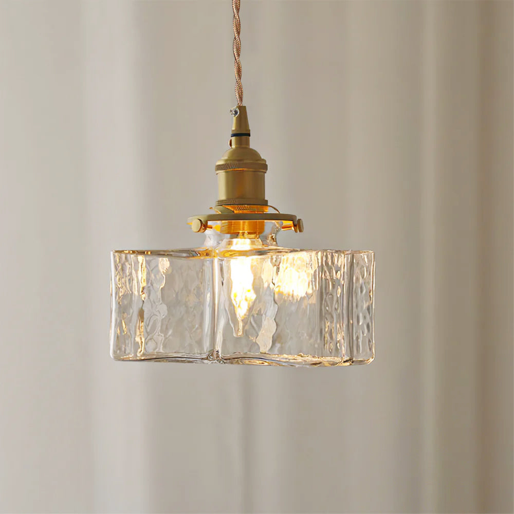Pendant Light Brass Glass 7.1 in Adjustable Indoor Ceiling Lamp Dining Room Kitchen Island Lighting Fixture Modern Decorative Hanging Light | Thomler