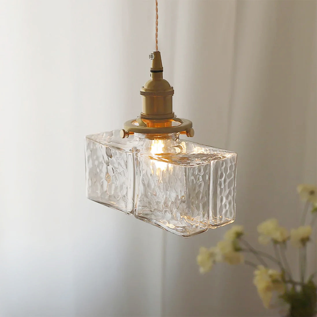 Pendant Light Brass Glass 7.1 in Adjustable Indoor Ceiling Lamp Dining Room Kitchen Island Lighting Fixture Modern Decorative Hanging Light | Thomler
