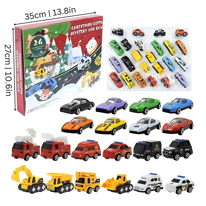 Advent Calendar Toy Car 24-Piece 25.0 cm Christmas Countdown Children Daily Surprises Mini Vehicles Play Set | Thomler