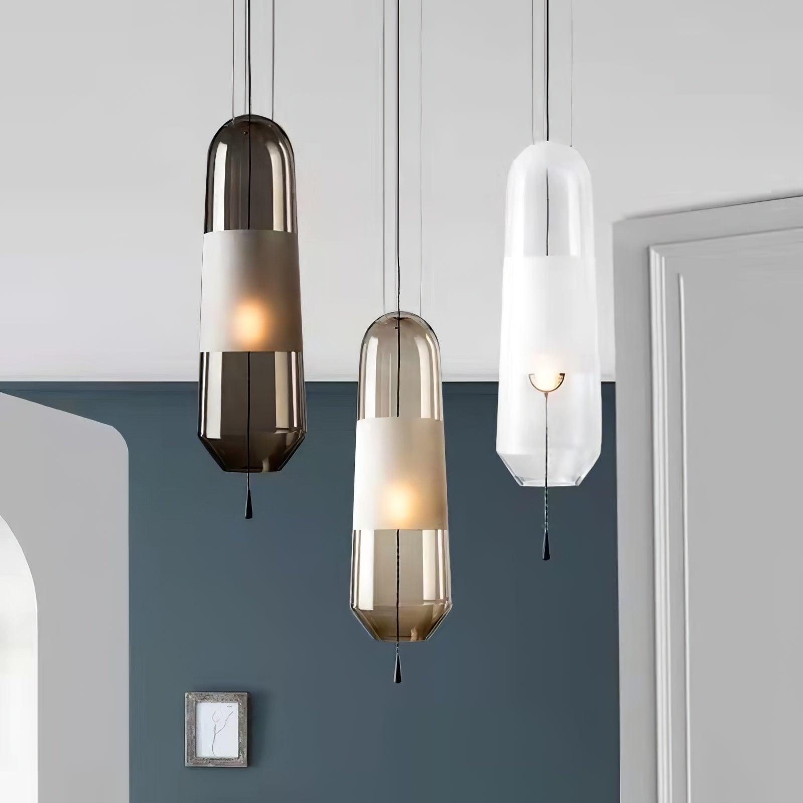 Glass Shade Hanging Light Fixture E14 Socket for Kitchen Island and Dining Room Overhead Lighting 5 Inch Wide 15 Inch Drop Adjustable Wire L | Thomler