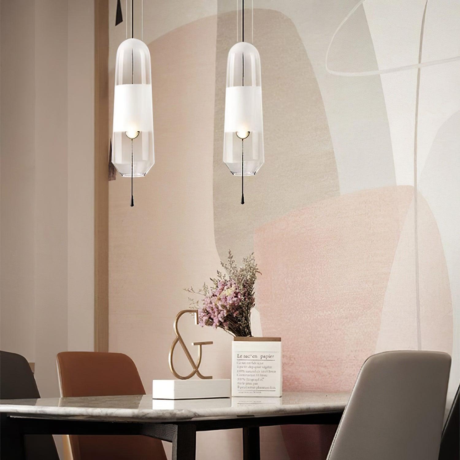 Glass Shade Hanging Light Fixture E14 Socket for Kitchen Island and Dining Room Overhead Lighting 5 Inch Wide 15 Inch Drop Adjustable Wire L | Thomler