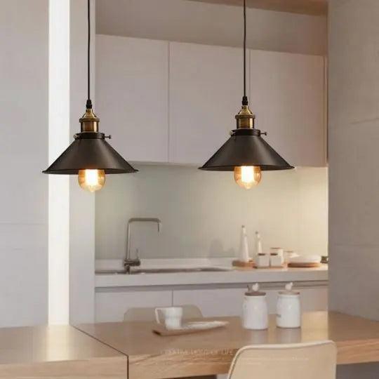 Minimalist Hanging Light Fixture with Matte Black & Gold Accents for Kitchen Island, Dining Room, Workspace | Thomler