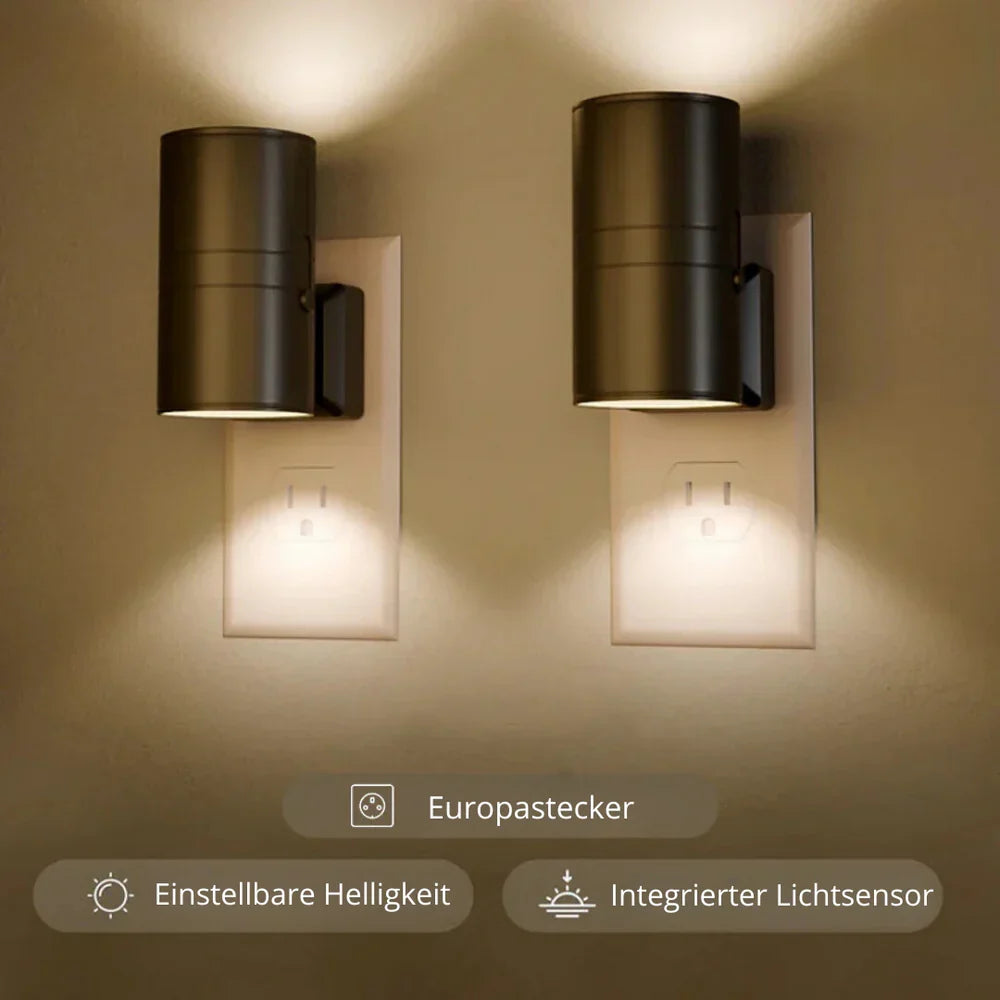 Plug-In Night Light with Dimmable LED & Auto Sensor | Bauhaus-Inspired Wall Accent | Adjustable Brightness for Bedroom, Hallway, Bathroom | Thomler