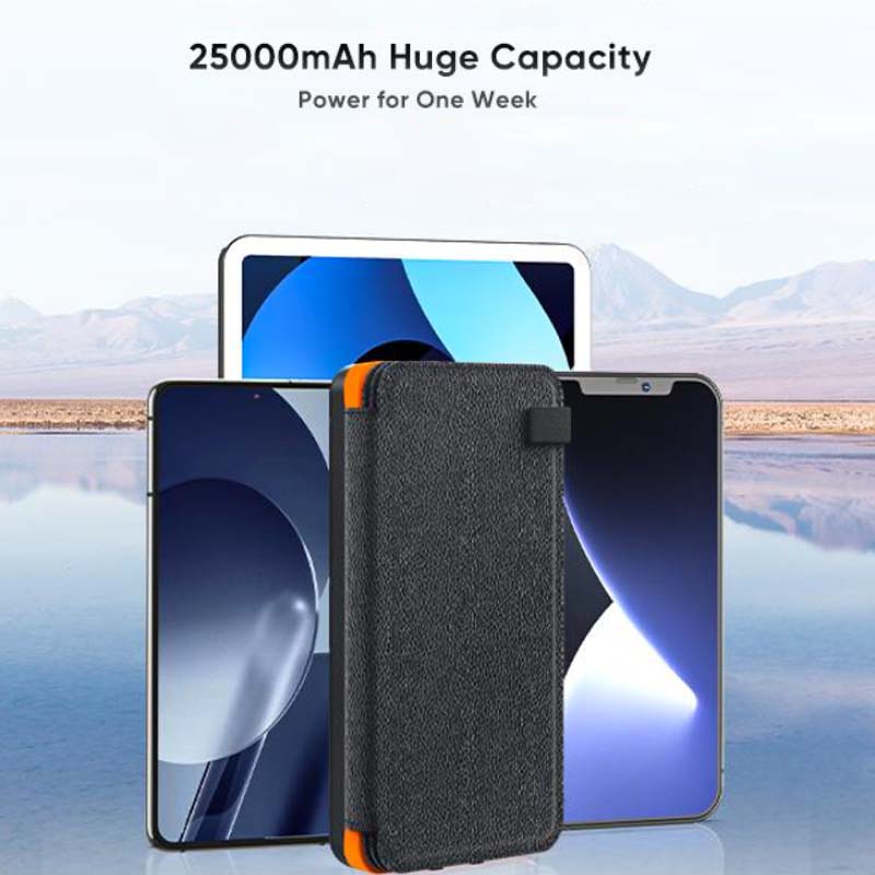 High-Capacity USB-C Solar Battery Bank with Quad Panels – 25,000mAh Portable Charger for Camping, Hiking, Emergency Power | Thomler