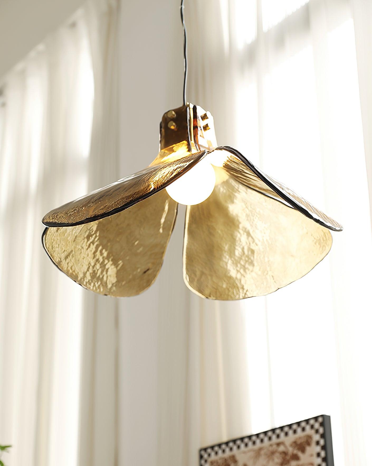 Glass Leaf Ceiling Fixture E27 Bronze Frame Adjustable Drop Cord Ambient Overhead Lighting for Dining Tables Kitchen Counter Modern Home | Thomler