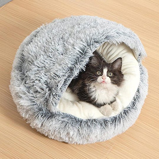 Hooded Pet Cave Bed for Cats & Small Dogs – Cozy Enclosed Sleeping Den with Plush Cushion & Machine-Washable Cover in Multiple Sizes | Thomler