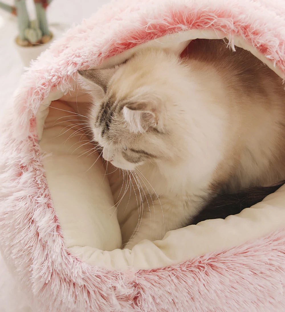 Hooded Pet Cave Bed for Cats & Small Dogs – Cozy Enclosed Sleeping Den with Plush Cushion & Machine-Washable Cover in Multiple Sizes | Thomler