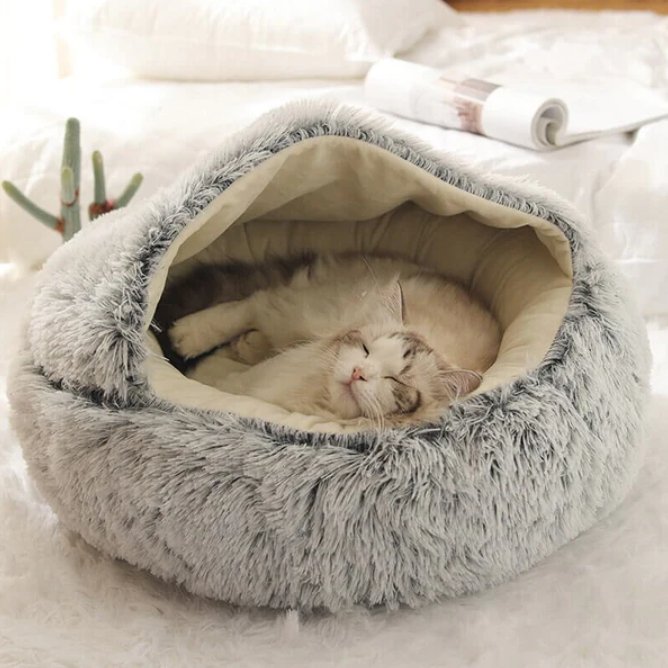 Hooded Pet Cave Bed for Cats & Small Dogs – Cozy Enclosed Sleeping Den with Plush Cushion & Machine-Washable Cover in Multiple Sizes | Thomler