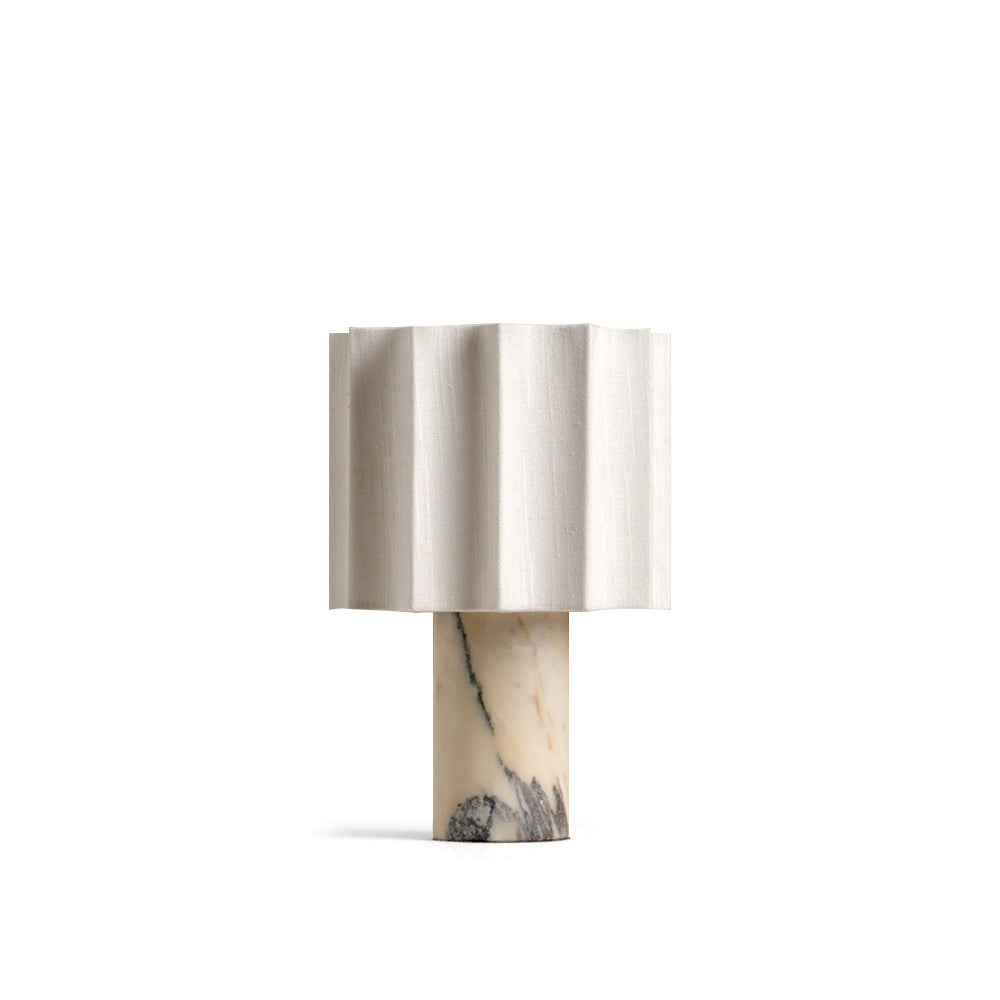 Table Lamp Marble 10.8 in Battery Powered White Beige Living Room Study Bedroom Accent Lighting | Thomler
