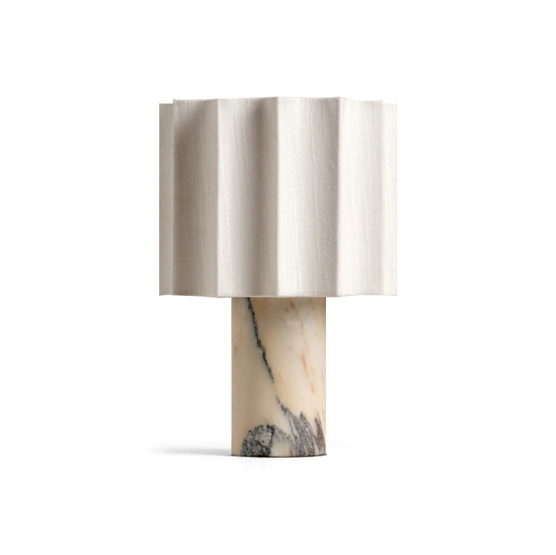 Table Lamp Marble 10.8 in Battery Powered White Beige Living Room Study Bedroom Accent Lighting | Thomler