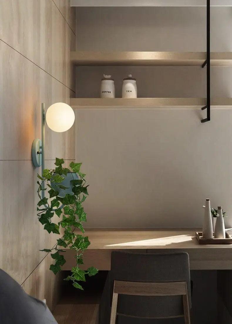 Wall Sconce with Built-In Planter Pot and LED Light for Bedroom, Living Room, or Hallway Decor | Modern Minimalist Design for Indoor Greener | Thomler