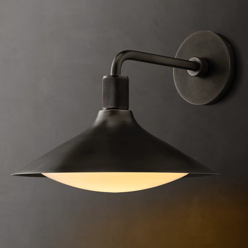 Tapered Wall Sconce with Milk Glass Shade & Solid Brass Construction for Living Room & Bedroom | Thomler