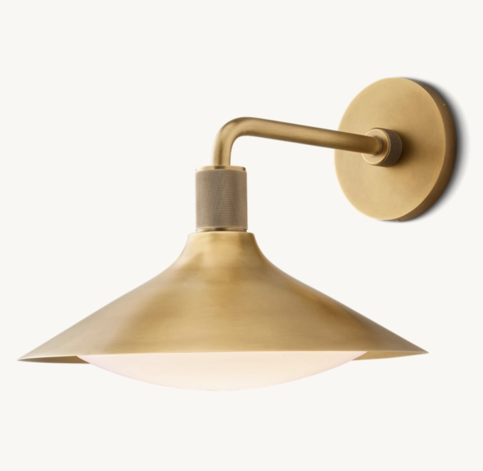 Tapered Wall Sconce with Milk Glass Shade & Solid Brass Construction for Living Room & Bedroom | Thomler