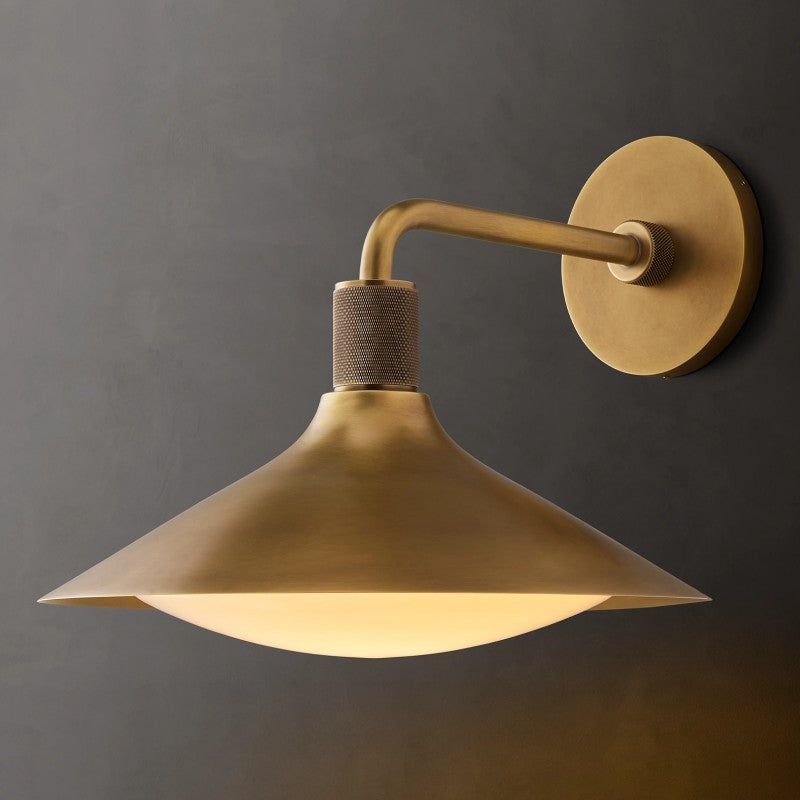 Tapered Wall Sconce with Milk Glass Shade & Solid Brass Construction for Living Room & Bedroom | Thomler