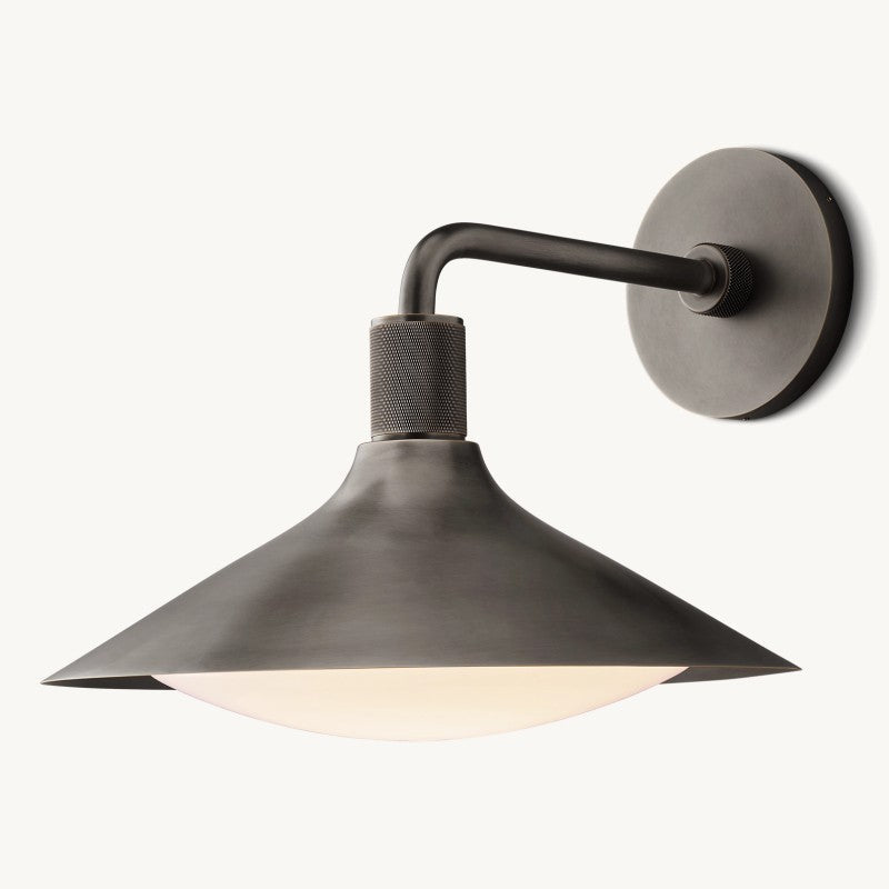 Tapered Wall Sconce with Milk Glass Shade & Solid Brass Construction for Living Room & Bedroom | Thomler