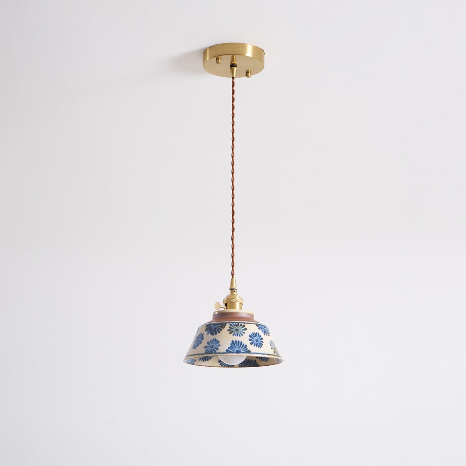 Pendant Lamp Ceramic 7 in Blue Dining Room Kitchen Island Hanging Light Fixture Soft Glow Decorative Lighting | Thomler