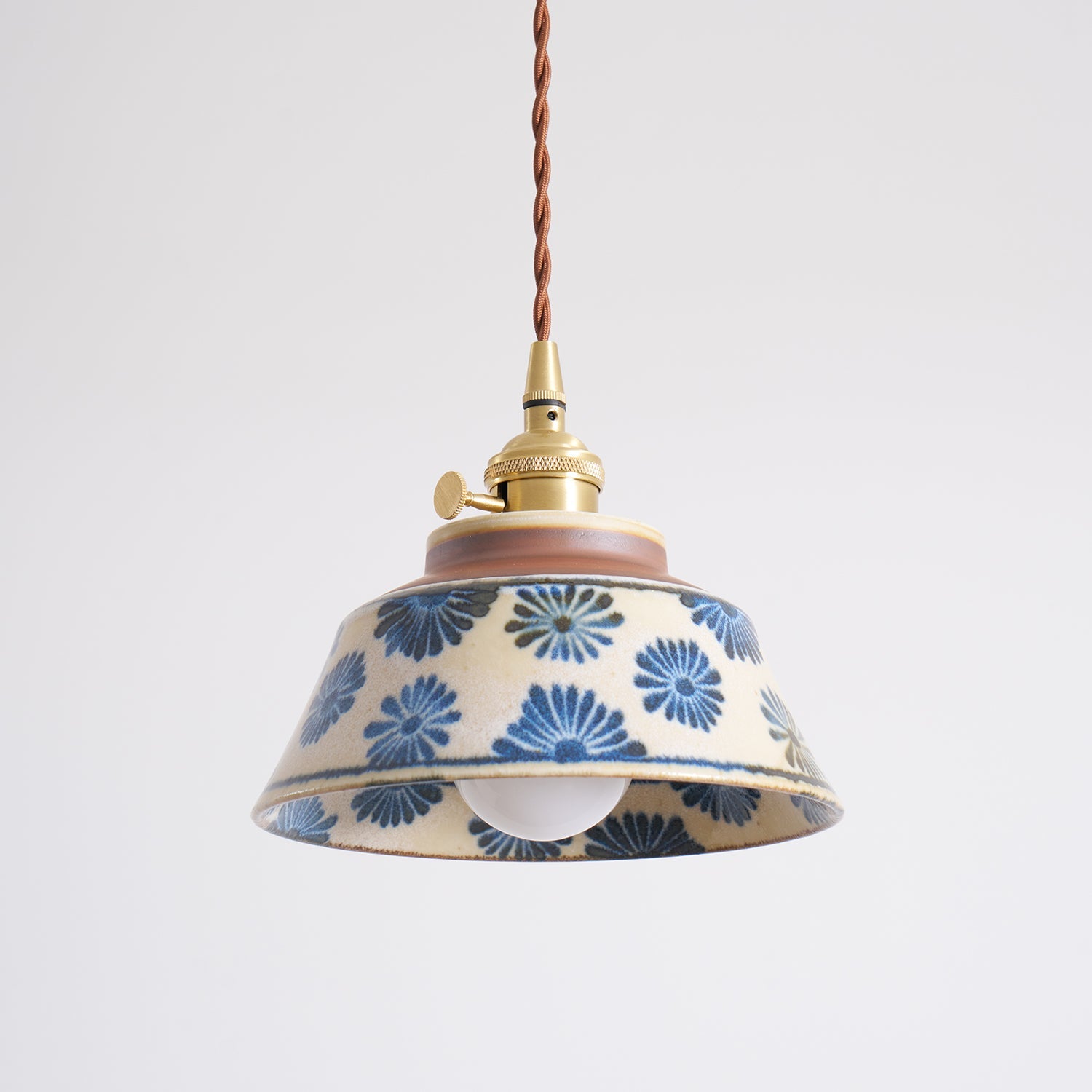 Pendant Lamp Ceramic 7 in Blue Dining Room Kitchen Island Hanging Light Fixture Soft Glow Decorative Lighting | Thomler