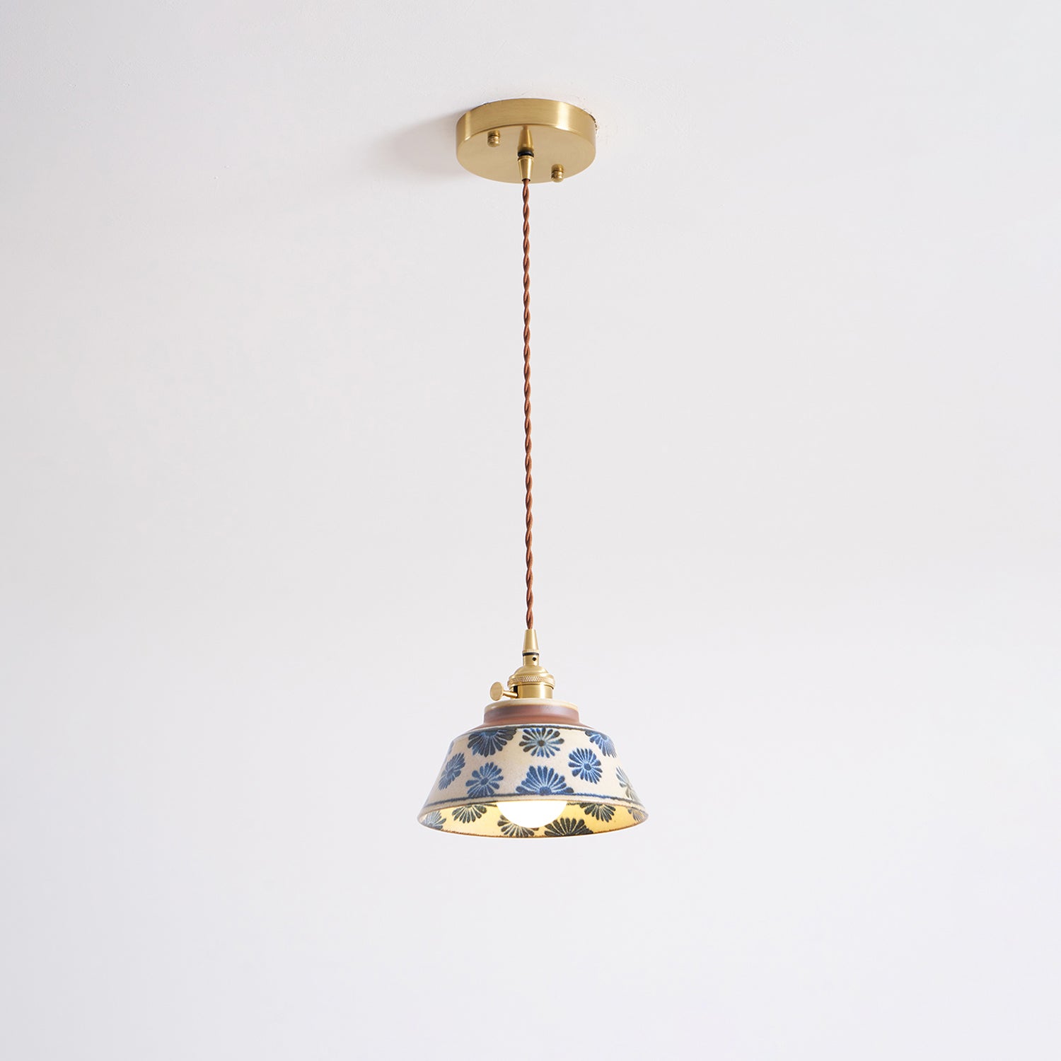 Pendant Lamp Ceramic 7 in Blue Dining Room Kitchen Island Hanging Light Fixture Soft Glow Decorative Lighting | Thomler