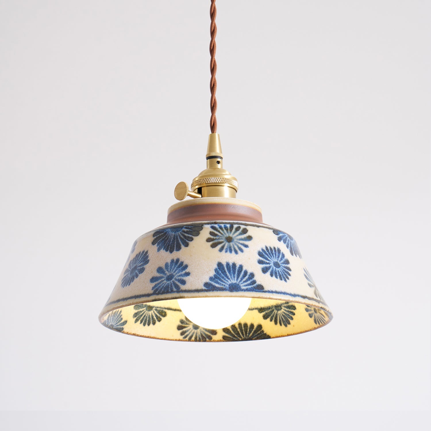 Pendant Lamp Ceramic 7 in Blue Dining Room Kitchen Island Hanging Light Fixture Soft Glow Decorative Lighting | Thomler