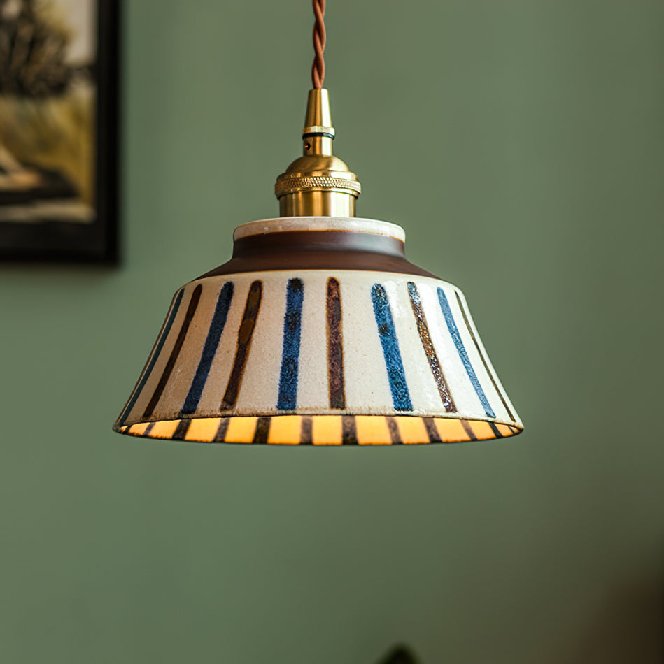 Pendant Lamp Ceramic 7 in Blue Dining Room Kitchen Island Hanging Light Fixture Soft Glow Decorative Lighting | Thomler
