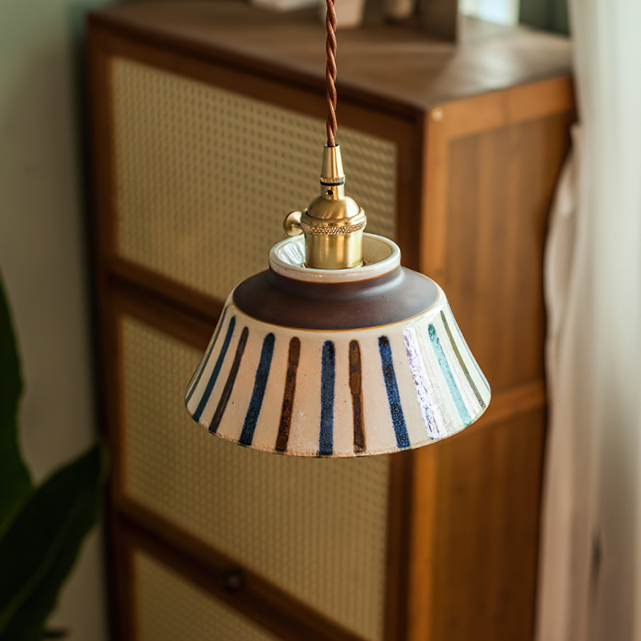 Pendant Lamp Ceramic 7 in Blue Dining Room Kitchen Island Hanging Light Fixture Soft Glow Decorative Lighting | Thomler