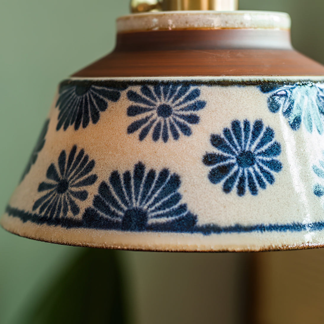 Pendant Lamp Ceramic 7 in Blue Dining Room Kitchen Island Hanging Light Fixture Soft Glow Decorative Lighting | Thomler