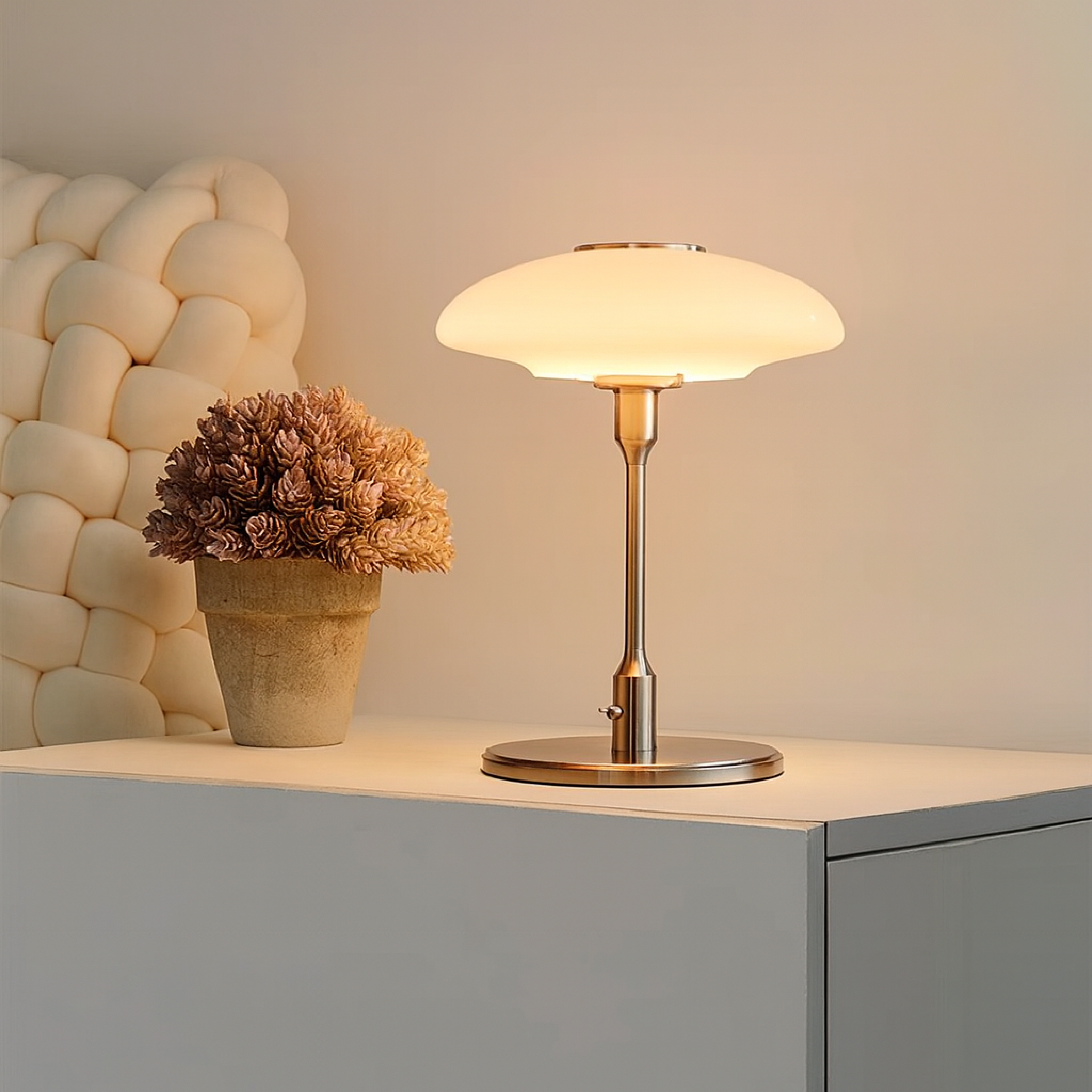 Table Lamp Metal Glass Ø30.0 cm Warm White Bedside Desk Lighting Scandinavian Minimalist Reading Light | Thomler