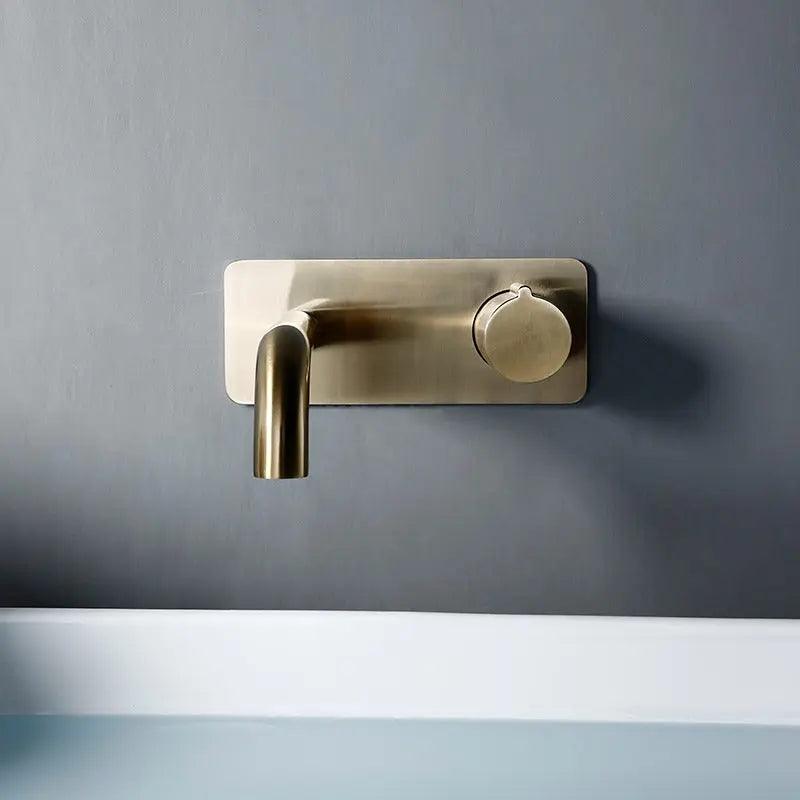 Wall-Mount Bathroom Faucet Single-Handle Gold Brass Finish Space-Saving Basin Tap for Vanity Remodel Powder Room Modern American Home | Thomler