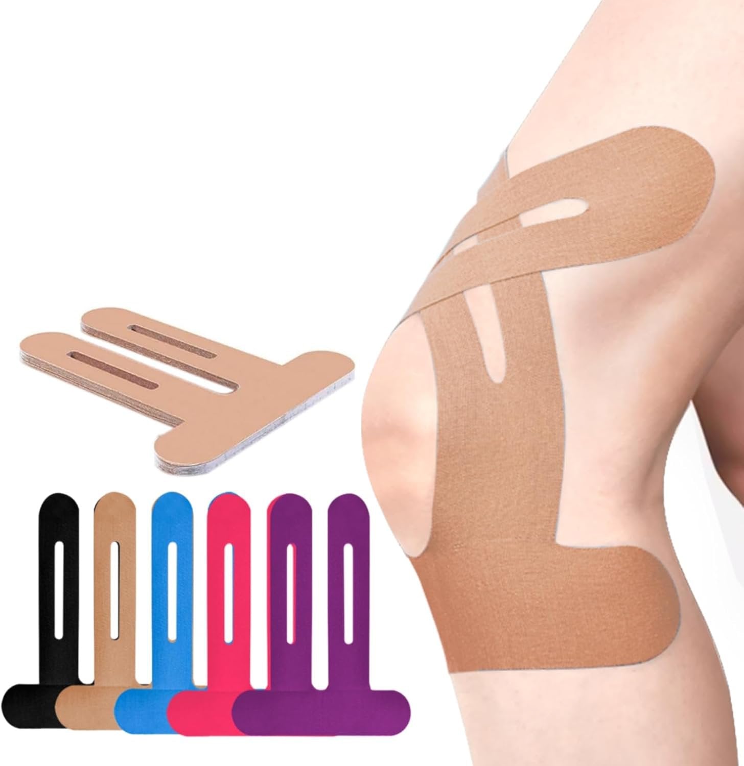 Pre-Cut Knee Support Tape for Sports | Breathable Athletic Kinesiology Brace | Elastic Joint Stabilizer for Running, Gym & Training | Waterp | Thomler