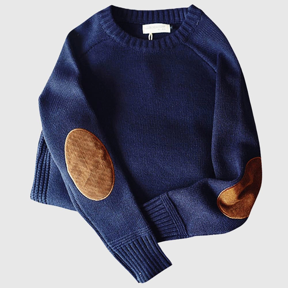 Men's Pullover with Reinforced Patches – Soft Knit Round Neck for Layering & Everyday Style | Thomler