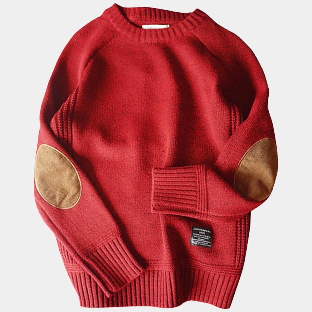Men's Pullover with Reinforced Patches – Soft Knit Round Neck for Layering & Everyday Style | Thomler