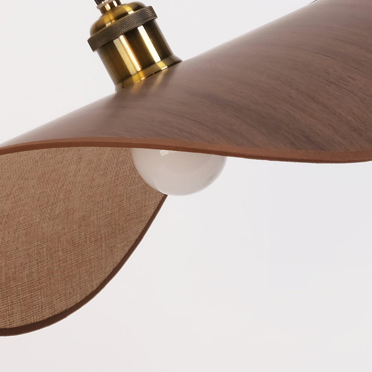 Natural Linen Ceiling Light with Wooden Accent – Contemporary Drum Pendant for Dining Room & Kitchen Island | Thomler