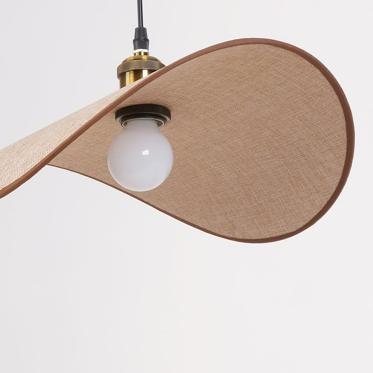 Natural Linen Ceiling Light with Wooden Accent – Contemporary Drum Pendant for Dining Room & Kitchen Island | Thomler